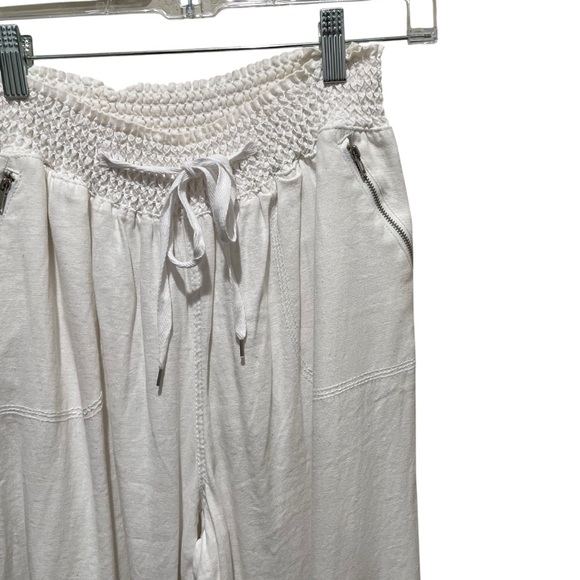 Ci Sono Smocked Waist Linen Blend Pants White Women’s Large - Picture 4 of 8